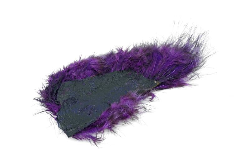 Mini Bird Fur Grizzly dyed Purple view 4