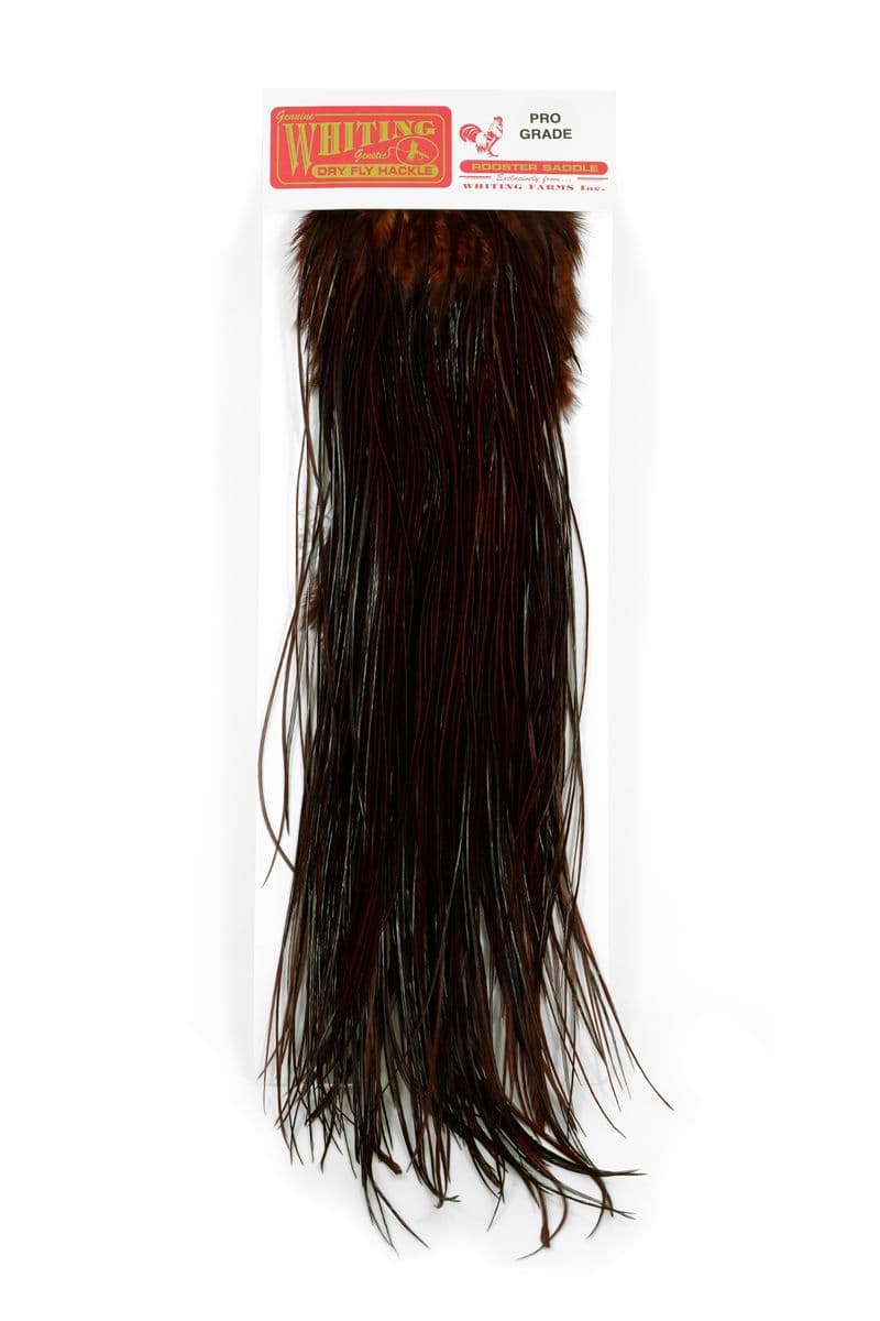 Whiting Pro Grade Midge Saddle White dyed Coachman Brown view 3