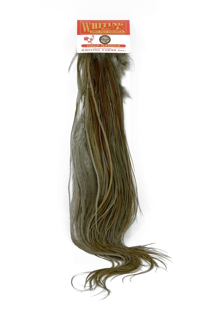 Whiting Bronze Midge 1/2 Saddle White dyed Dark Dun view 3