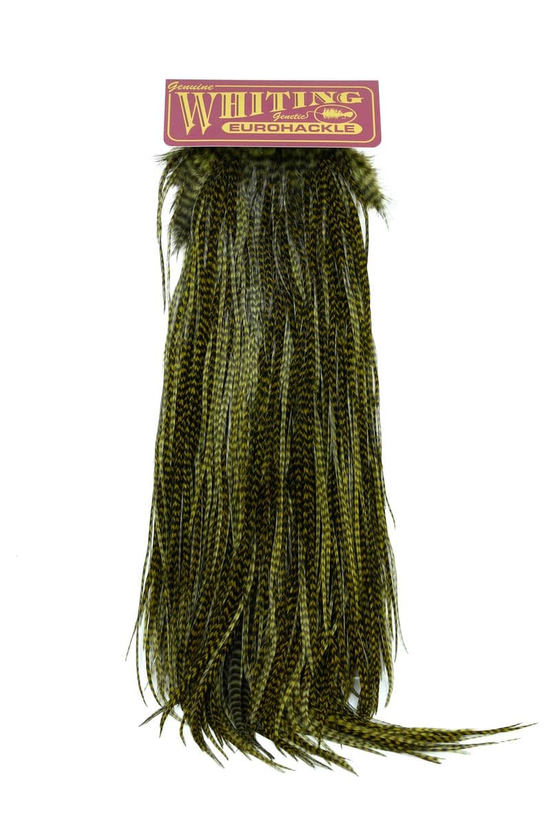 Eurohackle Saddle Grizzly dyed Dark Olive view 3