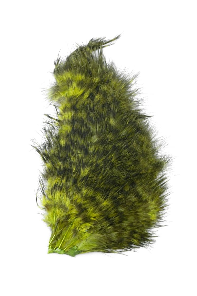 Mini Bird Fur Grizzly dyed Olive view 3