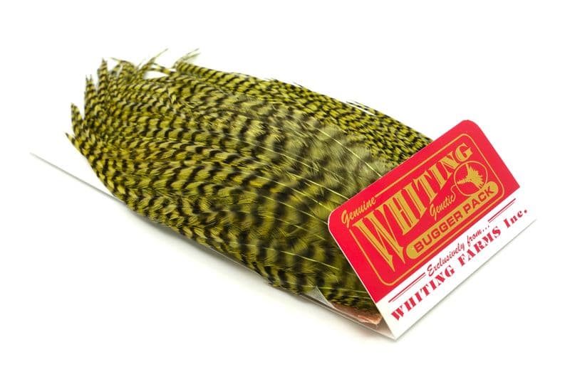 Whiting Bugger Pack Grizzly dyed Olive view 2