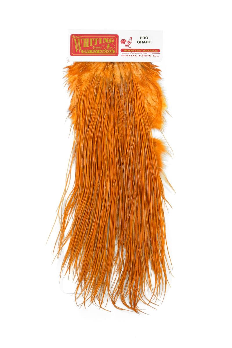 Whiting Pro Grade Midge Saddle White dyed Golden Brown view 3