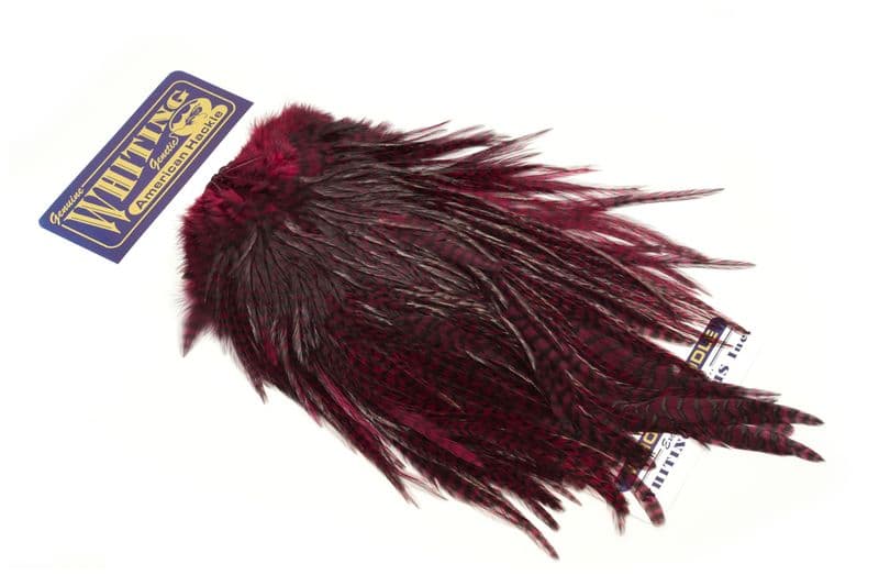 American Rooster Saddle Grizzly dyed Claret view 2