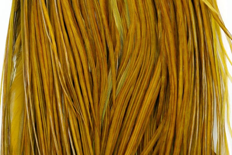 Eurohackle Saddle White dyed Golden Olive view 1