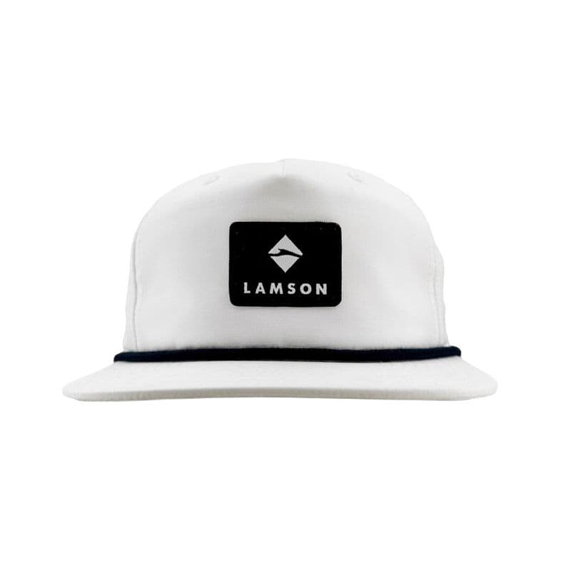 Flat Bill Rope Cap - White With Navy Rope view 2