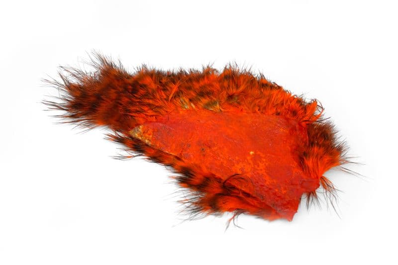 Mini Bird Fur Grizzly dyed Orange view 4