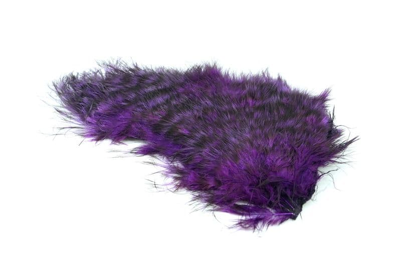 Mini Bird Fur Grizzly dyed Purple view 2