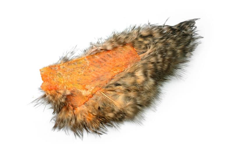 Mini Bird Fur Grizzly dyed Salmon view 4