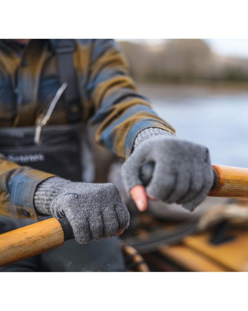 Wool ½ Finger Glove Steel view 1