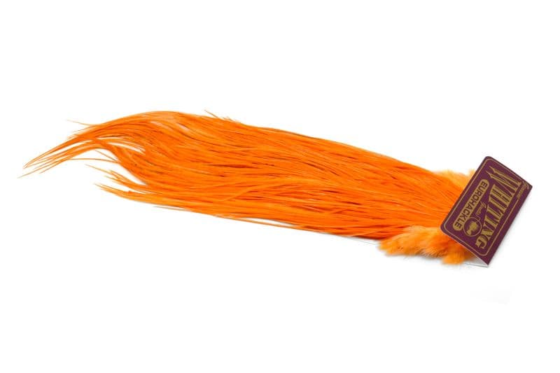 Eurohackle Saddle White dyed Shrimp Orange view 2