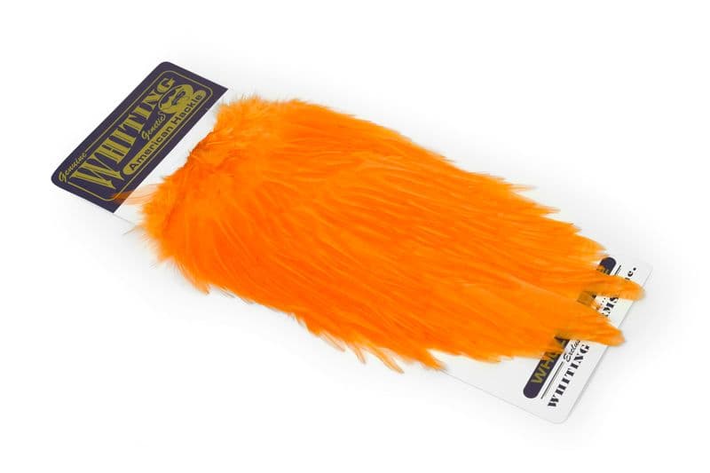 American Rooster Saddle White dyed Shrimp Orange view 2