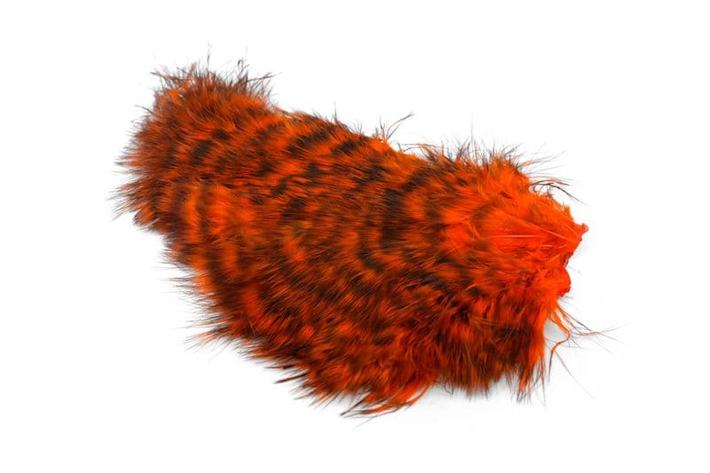 Mini Bird Fur Grizzly dyed Orange view 2