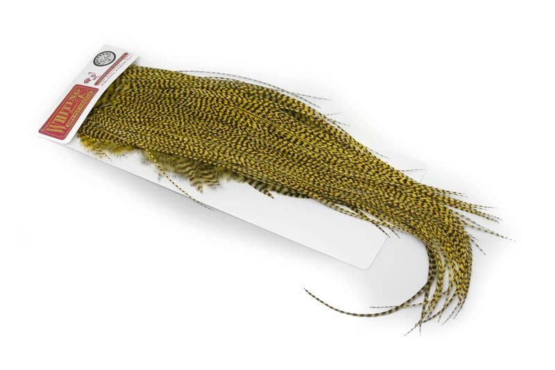 Whiting Silver Saddle Grizzly dyed Pale Yellow view 3