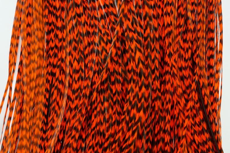 Eurohackle Saddle Grizzly dyed Orange