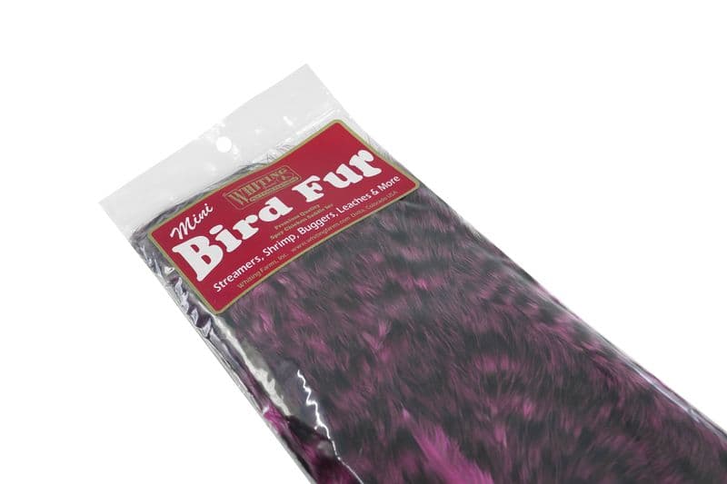 Mini Bird Fur Grizzly dyed Pink view 1