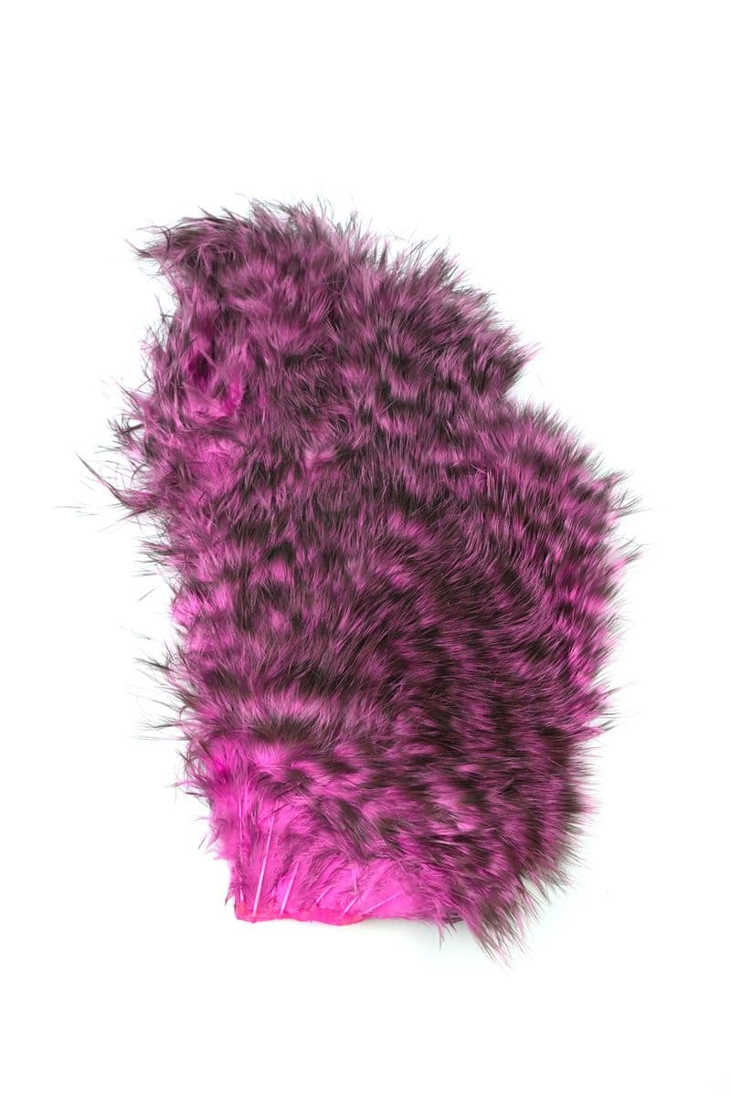 Mini Bird Fur Grizzly dyed Pink view 3