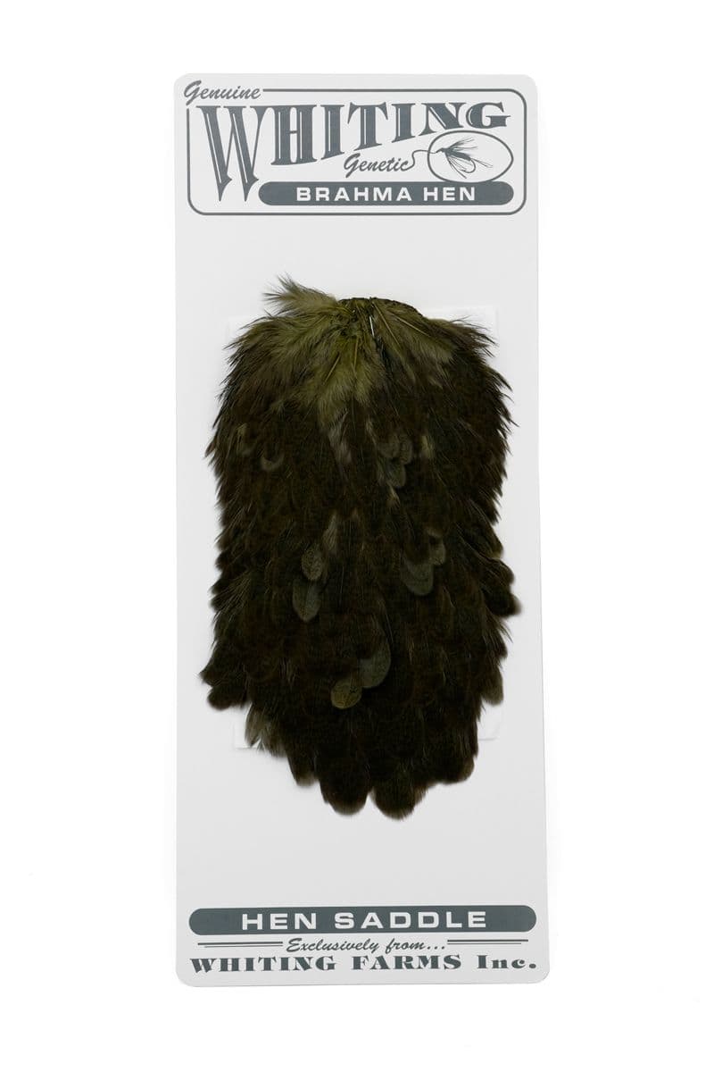 Brahma Hen Saddle Mottled Grey dyed Dark Olive view 3