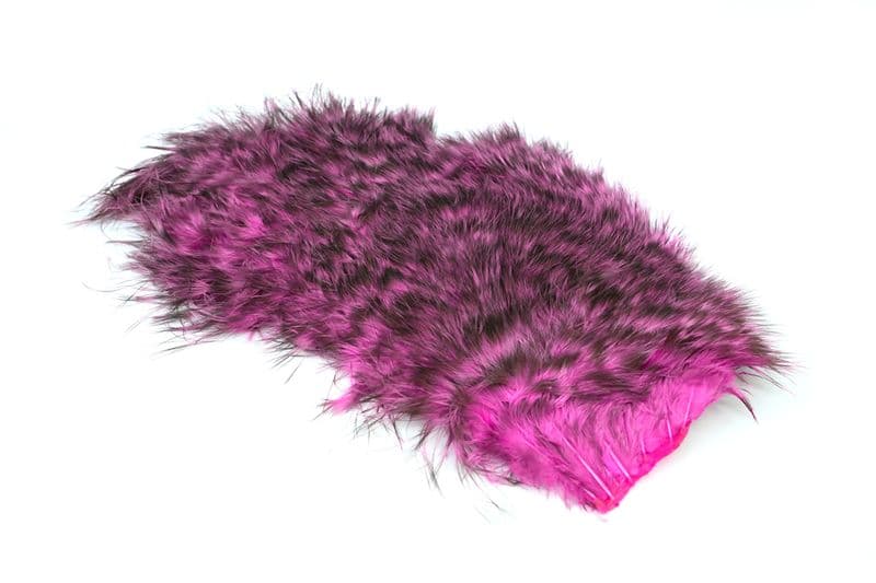 Mini Bird Fur Grizzly dyed Pink view 2