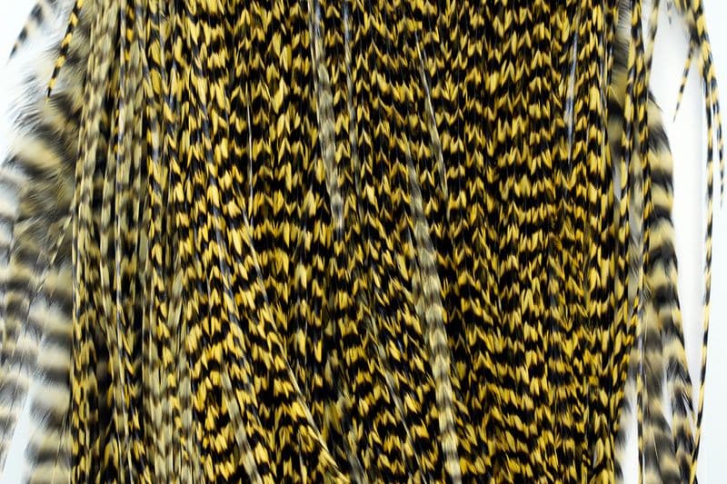 Eurohackle Saddle Grizzly dyed Golden Straw