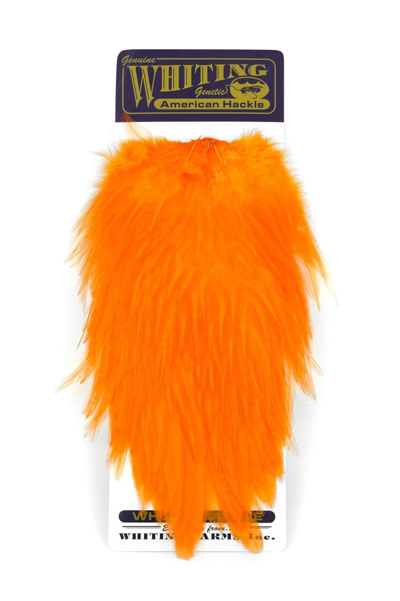 American Rooster Saddle White dyed Shrimp Orange view 3