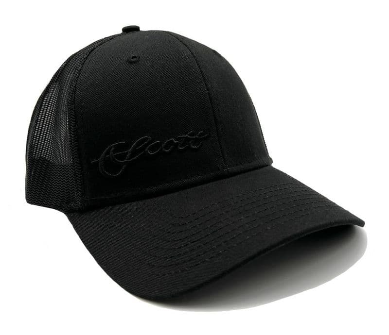 All Black out Mesh Hat with Black 3d Script view 2